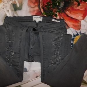 Frame Le Color distressed skinny jeans grey